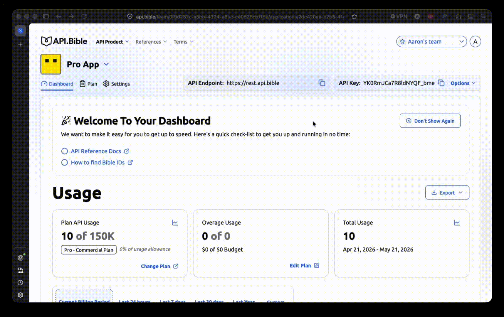 Copy your API Key and visit our API Docs page.